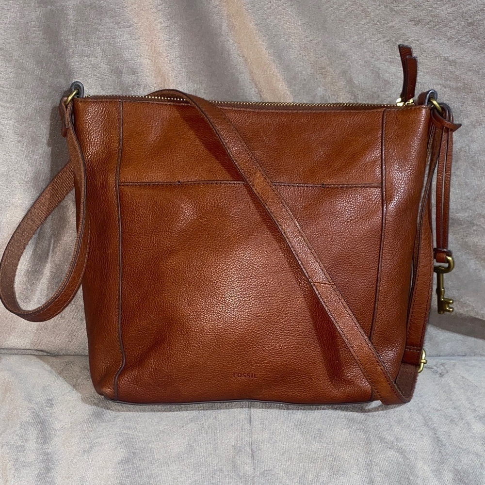 Fossil Tara Brown Leather Crossbody Bag